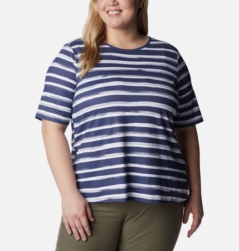 Women\'s Columbia Chill River T Shirts Stripe | Plus Size CA-BCL38